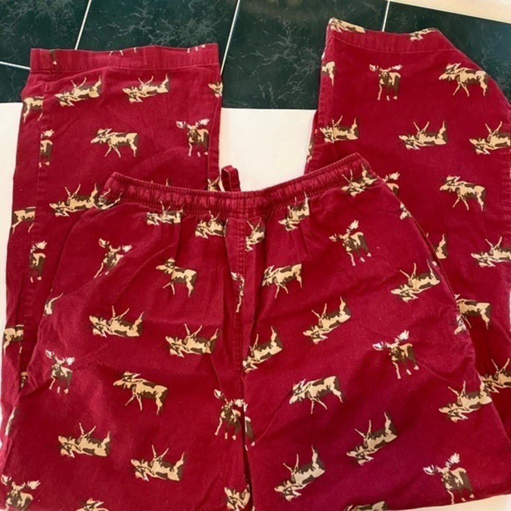 MERONA UNISEX POCKETED PAJAMA PANTS SIZE SMALL MOOSE GRAPHIC